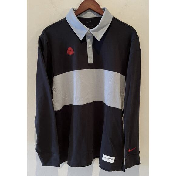 Ohio State Buckeyes Nike Long Sleeve Polo Shirt Rugby Jersey Mens Large NEW - Picture 4 of 11